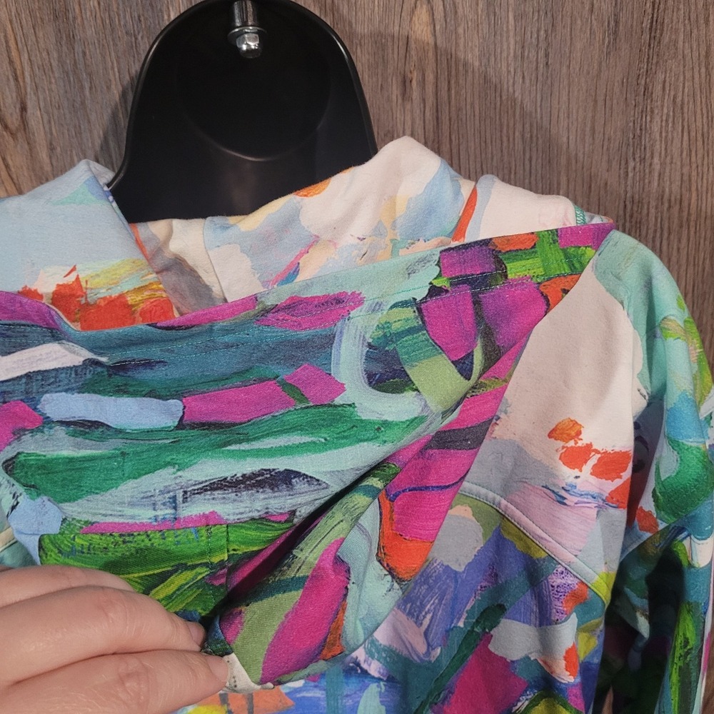Claire Desjardins Activewear Full Zip Hoodie Tunic XL Art to Wear Colorful - Picture 10 of 13
